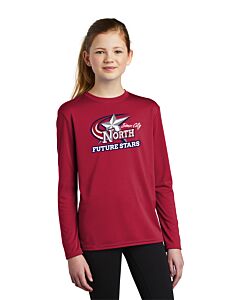Port &amp; Company ® Youth Long Sleeve Performance Tee - Front Imprint - Future Stars-Red