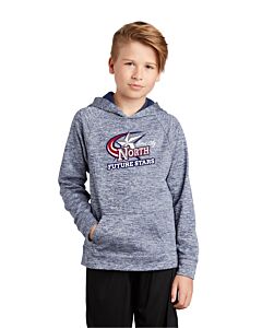 Sport-Tek® Youth PosiCharge® Electric Heather Fleece Hooded Pullover - Front Imprint - Future Stars-True Navy Electric